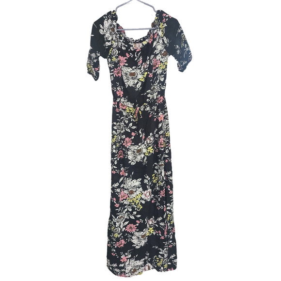 Auguste Black Floral Maxi Dress with High Side Slit - 6/8 - Picture 2 of 5